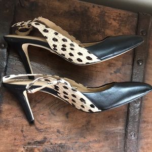 Ann Taylor 7.5 Black Snakeskin Slingback Heel